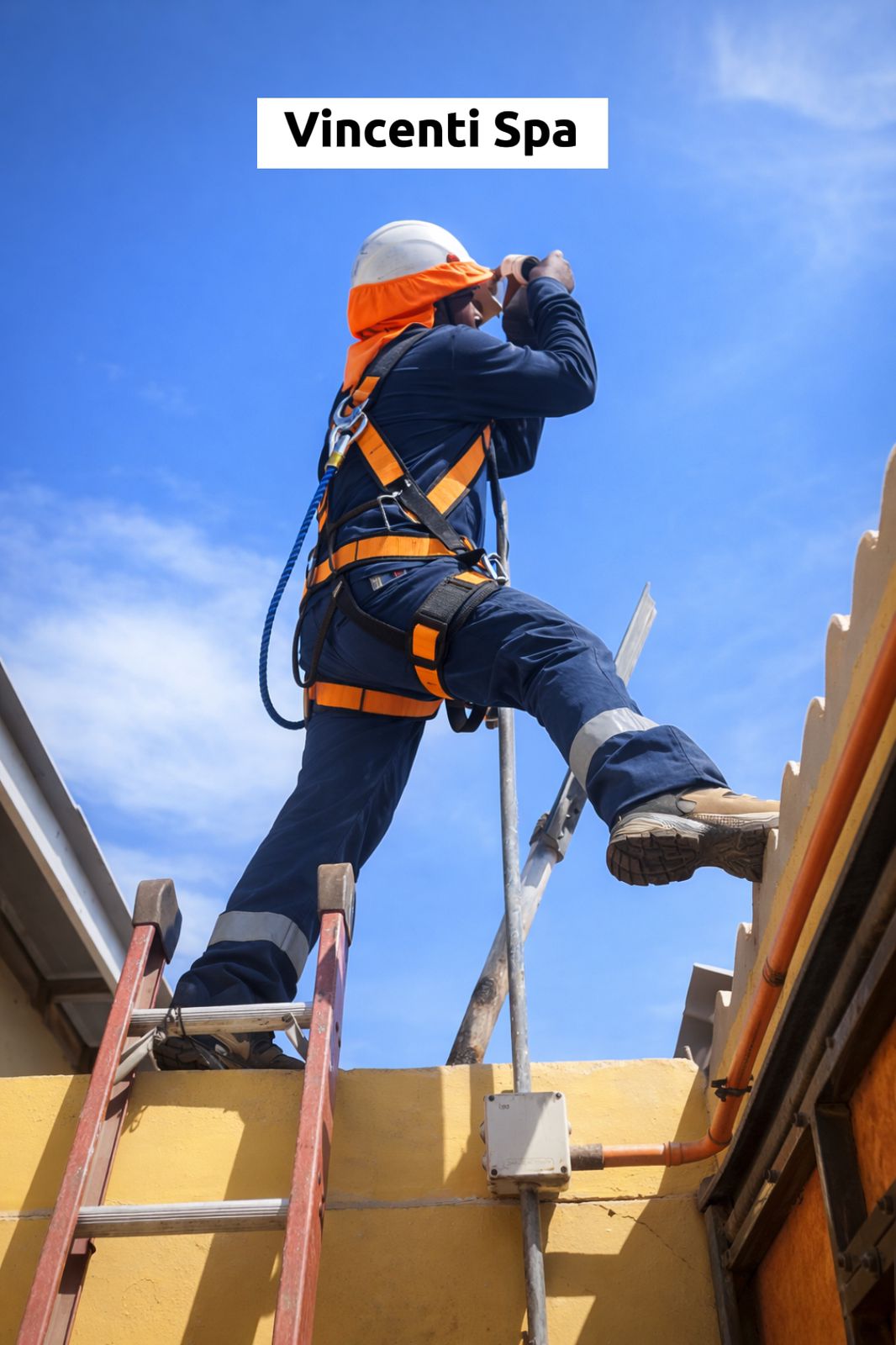 Técnico limpiando cámara de seguridad
